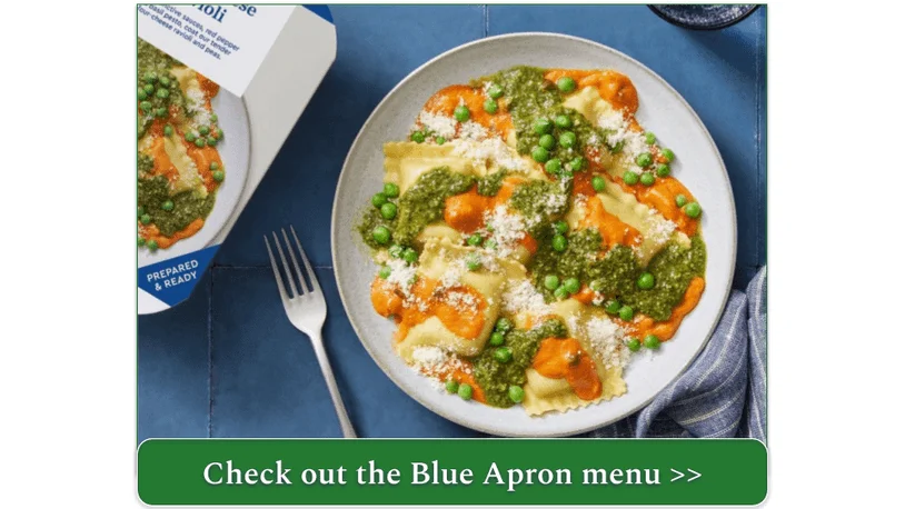 an image of blue apron's four-cheese ravioli