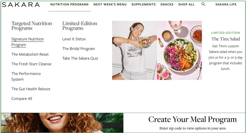 a screenshot of sakara.com's homepage