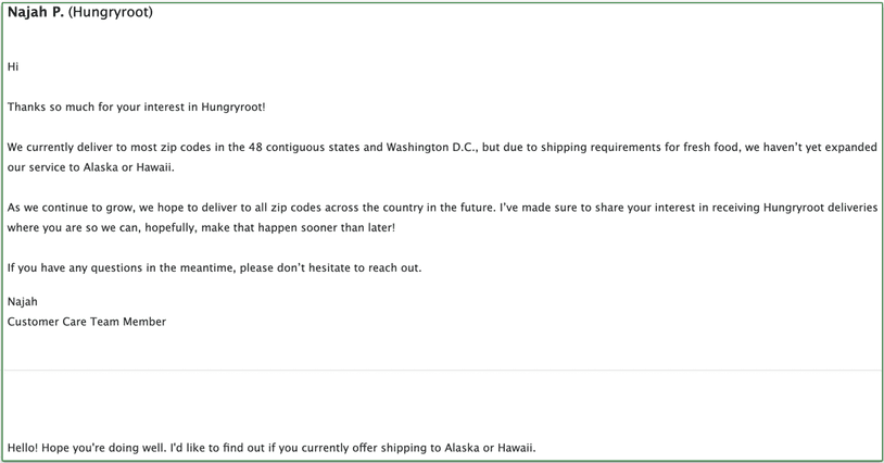 hungryroot, email support