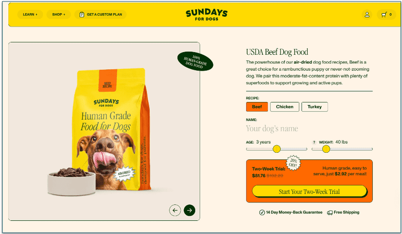 Cost of the Beef recipe for a 40 lb dog