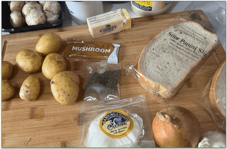 everyplate panini meal kit laid out on a chopping board