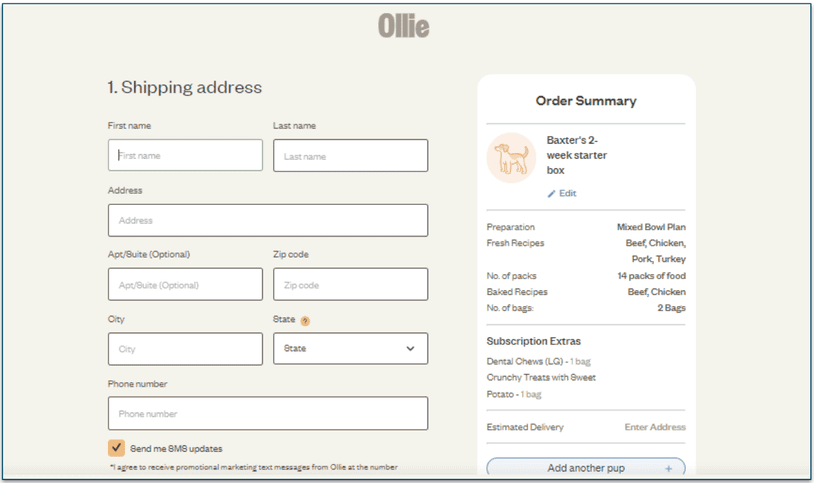 Add shipping and payment details