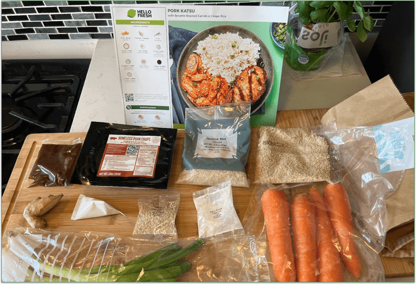 HelloFresh Pork Katsu recipe with its ingredients and card