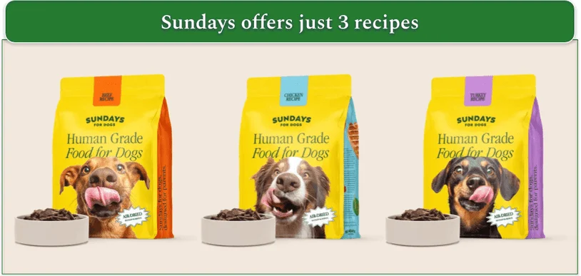 Image of all 3 recipes on Sundays with a box of food next to a bowl filled with food