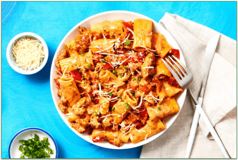 HelloFresh's Chicken Sausage Rigatoni dish