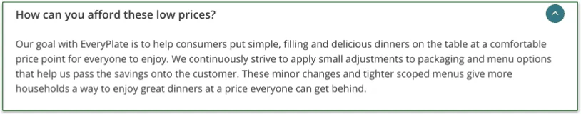 EveryPlate knows its prices are suspiciously low!