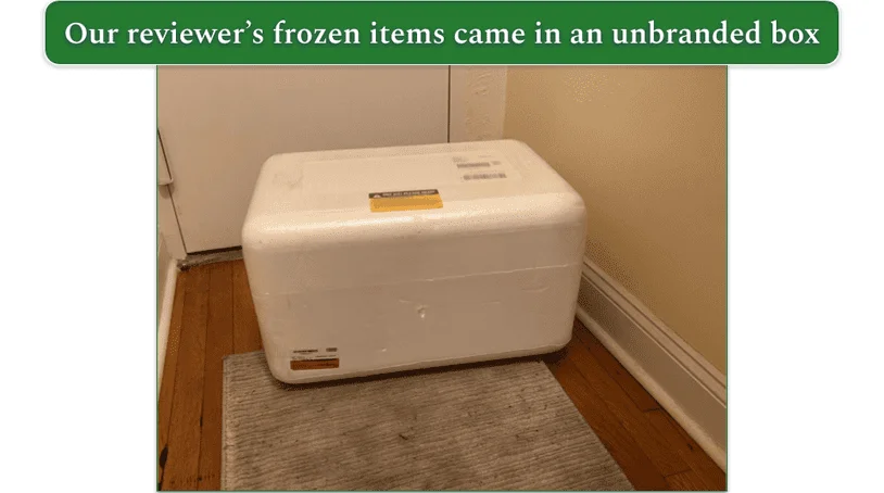 Nutrisystem white styrofoam cooler box on a doorstep