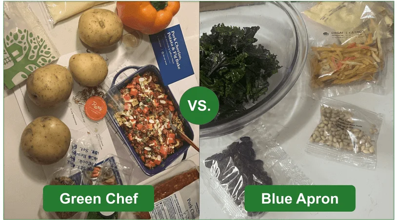 green chef vs. blue apron's ingredient organization