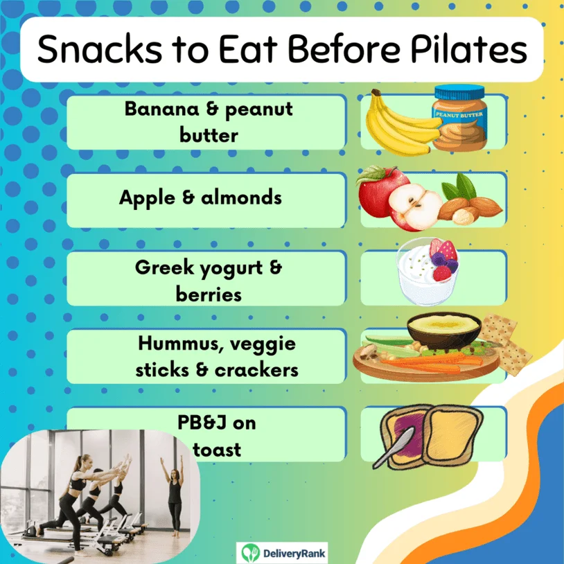 Infographic of snacks to eat before Pilates