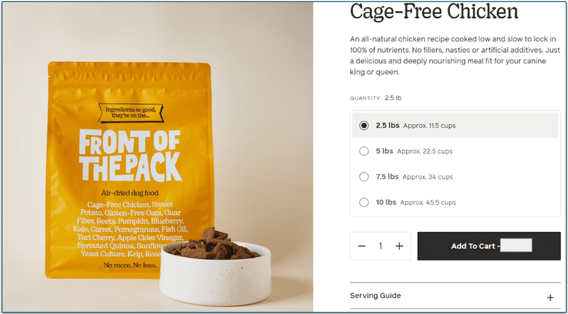 Offered quantities are the same for both dog food types