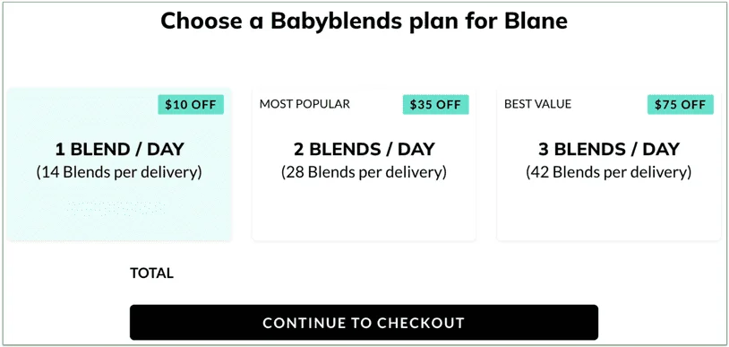 a screenshot of little spoon's plans during the signup process