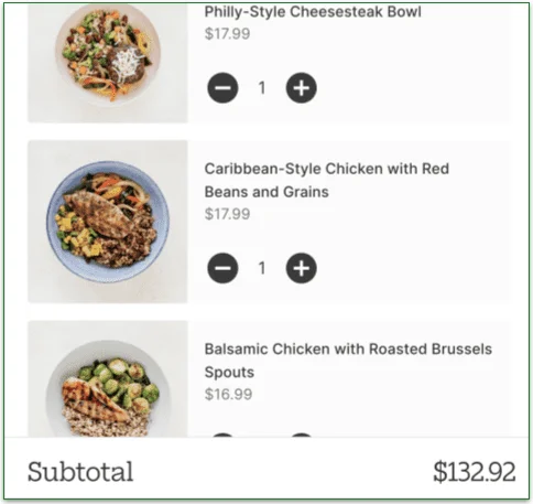 Screenshot of Territory Foods Shopping Cart