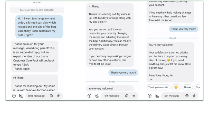  Text conversation with Sundays