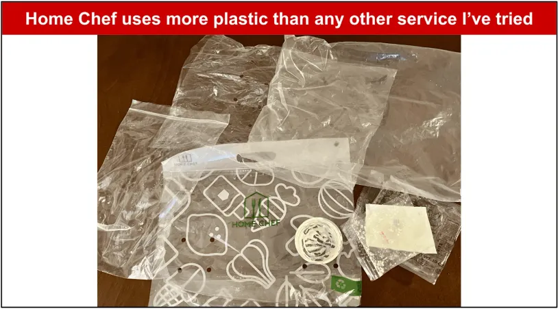 The plastic waste from a Home Chef recipe
