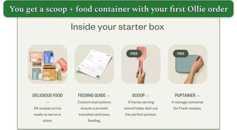 Screenshot of the items in an Ollie starter box