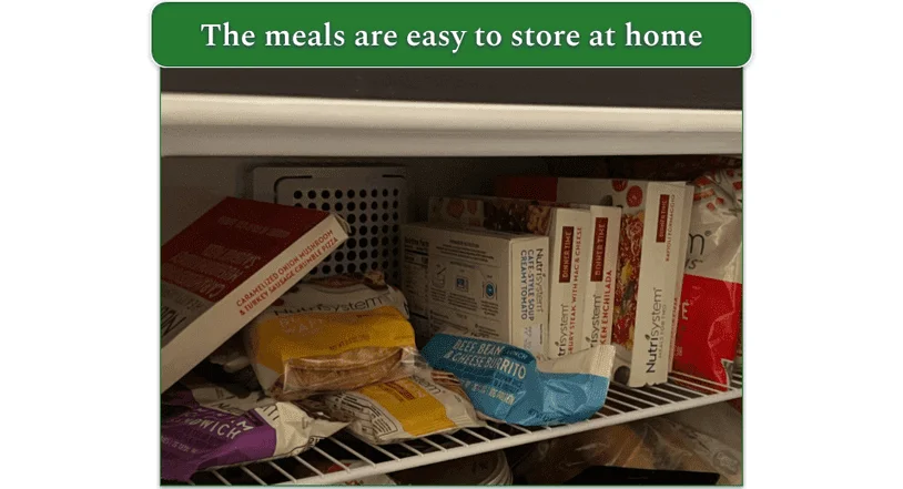 Image of Nutrisystem meals stored in our reviewers refrigerator