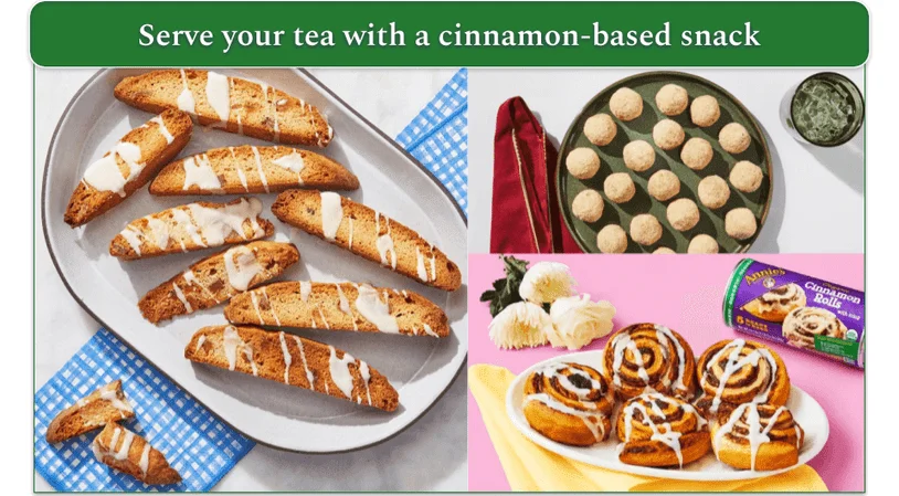 Blue Apron glazed cinnamon biscotti Top right: Cinnamon roll fat bombs. Bottom right: HelloFresh cinnamon rolls