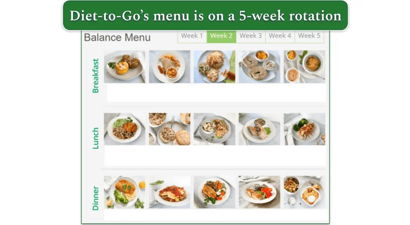 Diet to Go's selection of 15 weekly recipes
