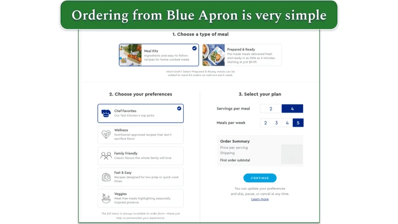 Blue Apron sign up process is very simple