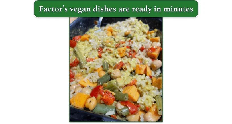 Close up of Factor’s Thai Roasted Vegetable Green Curry in a tray