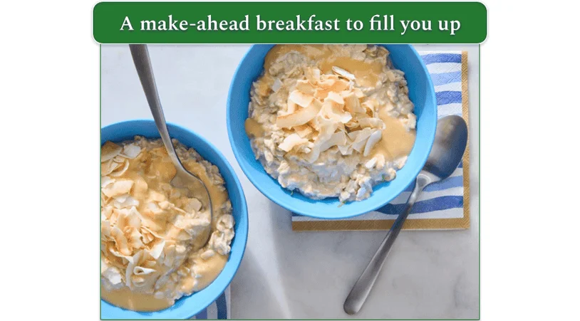 2 bowls of Blue Apron's Tropical Fruit Overnight Oats