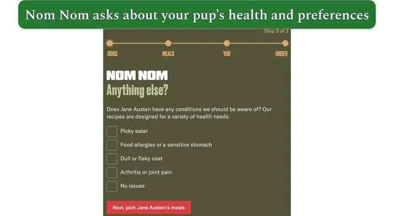 nom nom now customization options