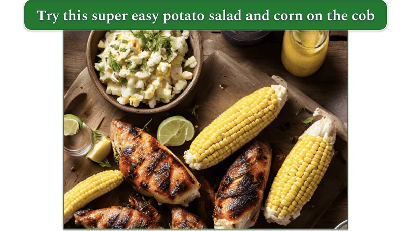 a plate of roasted potatoes and asparagus