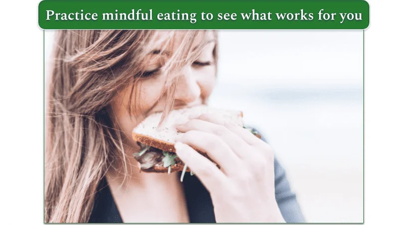 A woman eating a sandwich