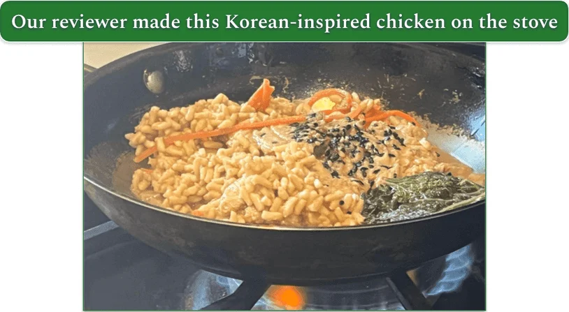 Trifecta’s Korean-inspired chicken in pan