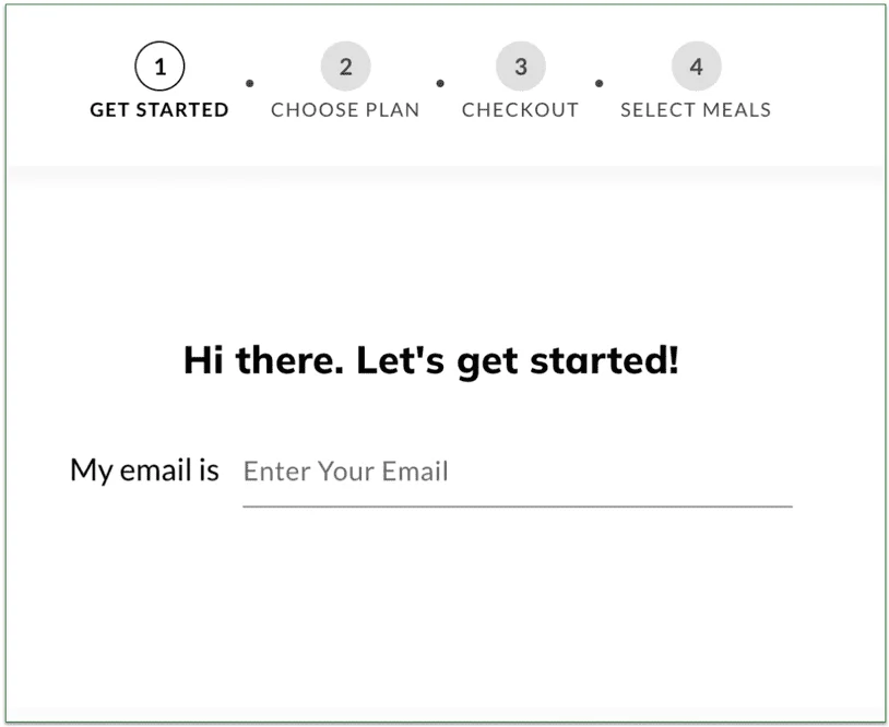 a screenshot of little spoon's email collection during the signup process