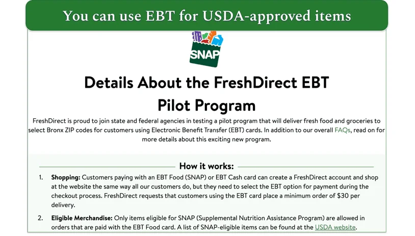 freshdirect, ebt snap benefits