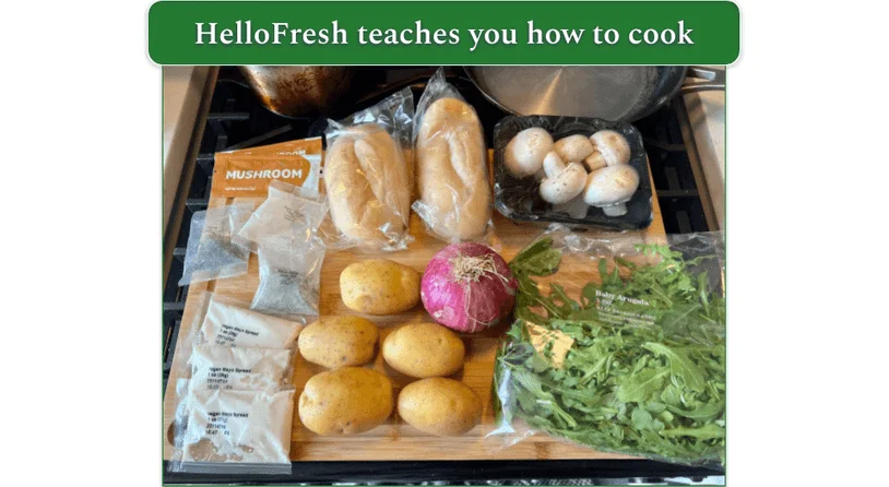 Produce and ingredients for a HelloFresh recipe