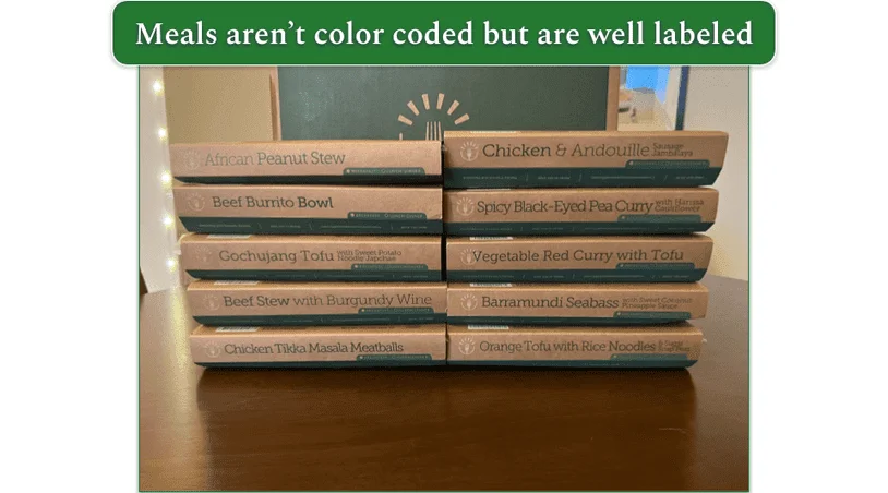 BistroMD meals piled up with the name of the ish clearly visible on the side. BistroMD box in background