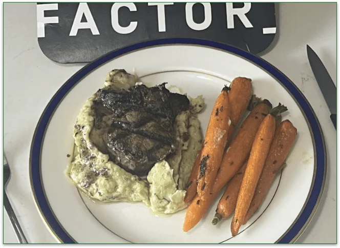 Photo of Factor's Truffle Butter Filet Mignon dish plated and ready to eat