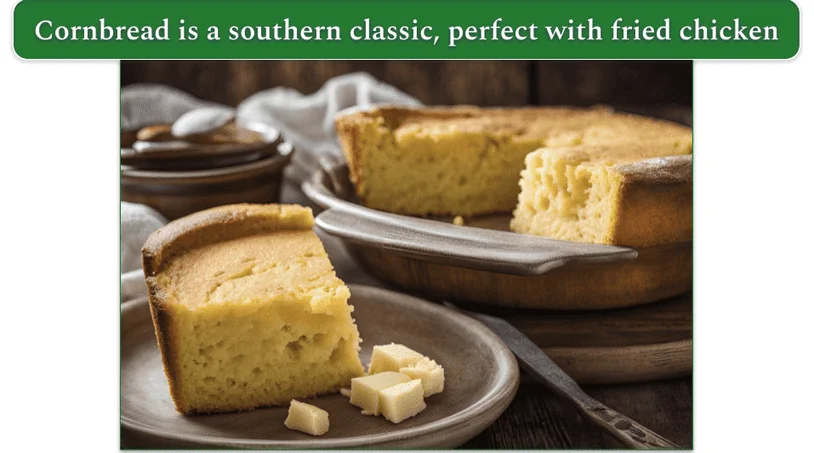 a plate of cornbread and better on a wooden kitchen table