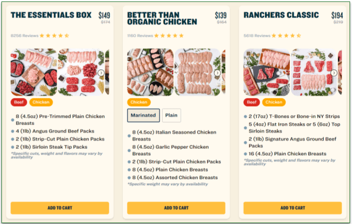 Popular boxes on Good Ranchers' menu