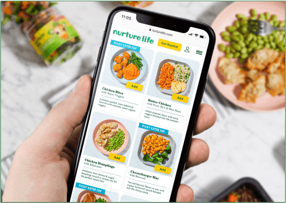 Nurture Life's app displayed on a mobile screen