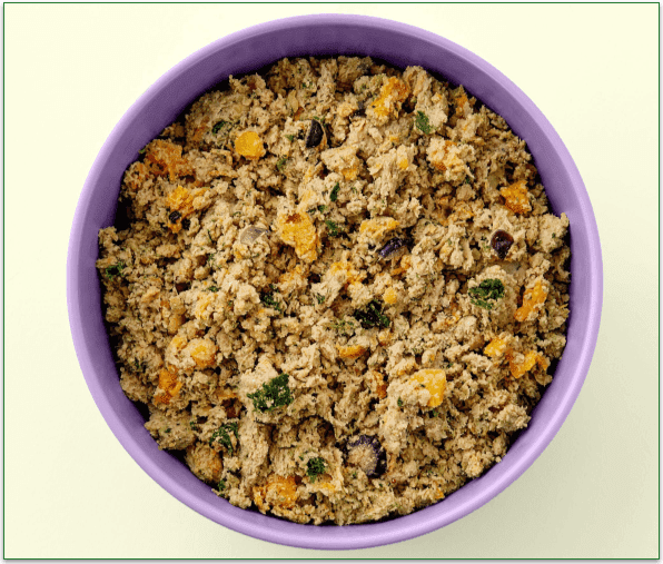 Ollie's fresh Turkey Recipe in a purple bowl