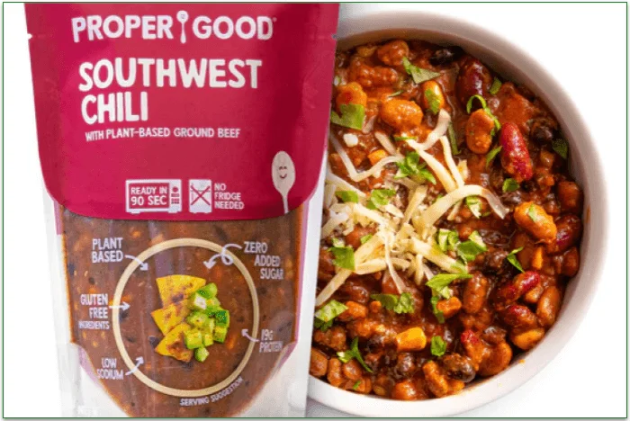 A Proper Good package and bowl of Southwest Chili