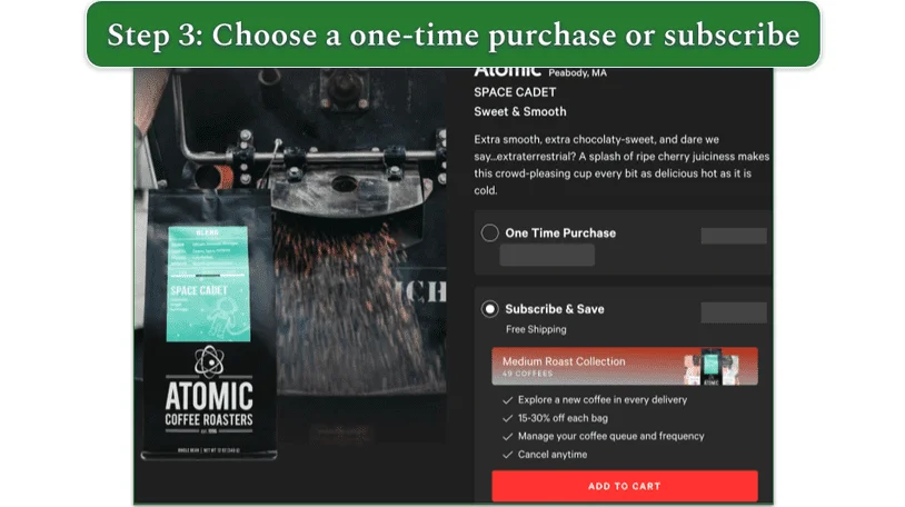 a screenshot of drink trade's space cadet by atomic product page