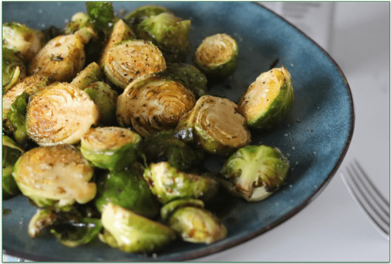 Bowl of roasted Brussels sprouts