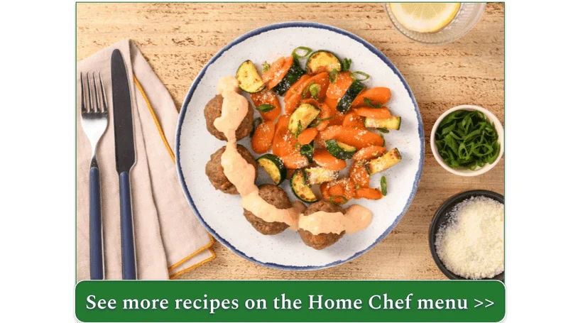  A Home Chef meatball dish with a side of carrots and courgettes