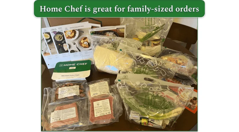The extensive contents of a Home Chef shipment