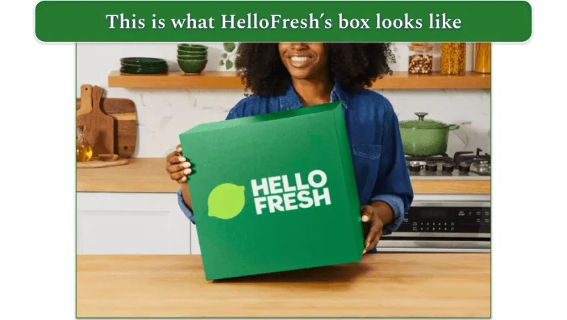 woman holding a hellofresh box