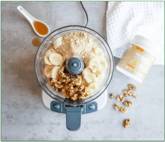 A protein shake in process of being made