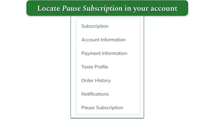 Home Chef's account menu screen shot