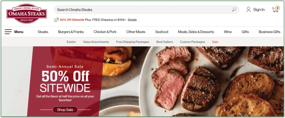 Omaha Steaks offers a wide range of meats