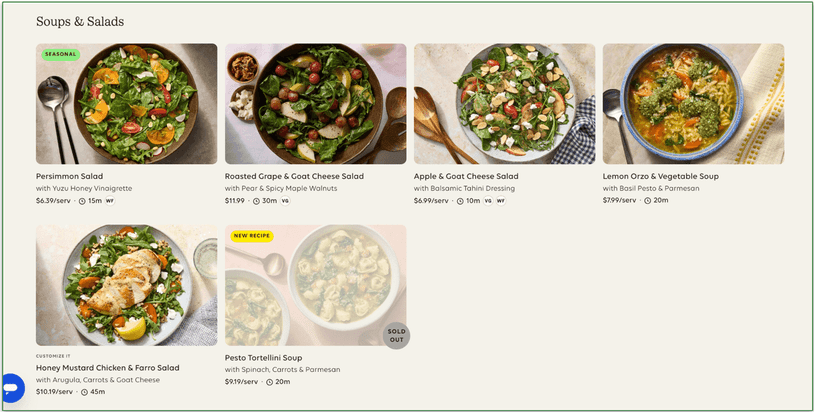 Blue Apron has a Soups & Salads section
