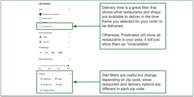 You can filter the menu by popularity, price range, and diet