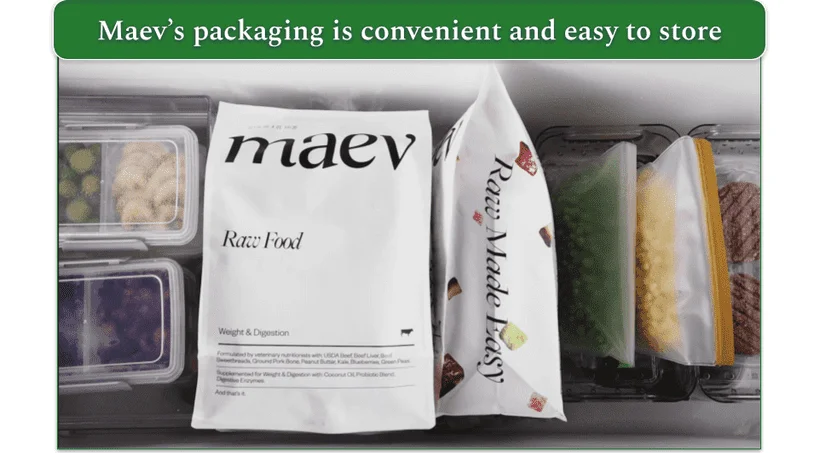 Image of 2 Maev bags in the freezer